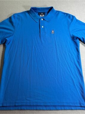 Psycho Bunny Polo Shirt Mens XL Blue Cotton Short Sleeve Collared Logo Casual